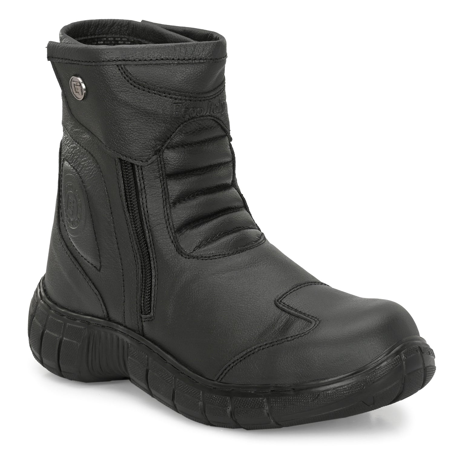 Eego Italy Rider-1, Water Resistant Biker boot/Motorcycle riding boot, real  leather upper anti slip sole with steel toe protection, padded in socks, 