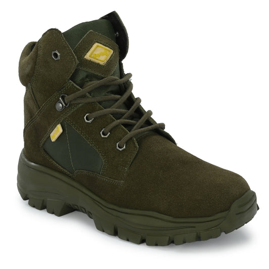 Eego Italy Genuine Leather Troop Aerolite 7.0 Military & Tactical Combat Boot (Army Green) With Steel Toe Insert 