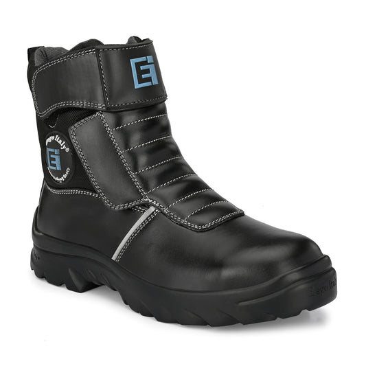 Eego Italy Delta, Water Resistant Biker boot/Motorcycle riding boot, real leather upper & anti slip sole with steel toe protection, padded in socks, 3M Reflectors,lace free and walkable with shin and ankle protection.