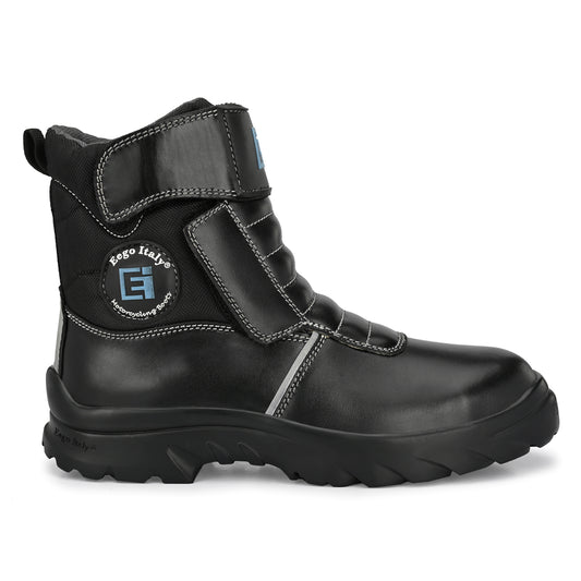 Eego Italy Delta, Water Resistant Biker boot/Motorcycle riding boot, real leather upper & anti slip sole with steel toe protection, padded in socks, 3M Reflectors,lace free and walkable with shin and ankle protection.