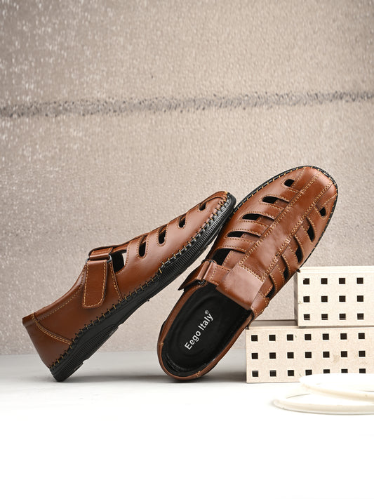 Eego Italy Genuine Leather BROWN Sandals