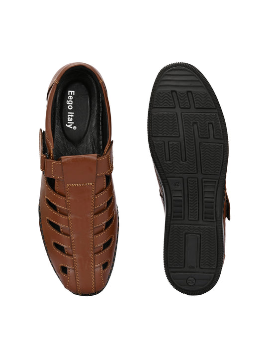 Eego Italy Genuine Leather BROWN Sandals