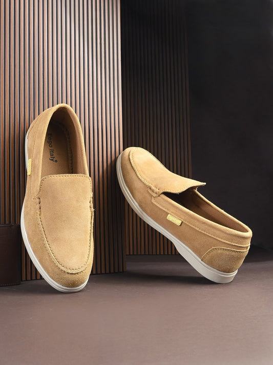 Eego Italy Genuine Leather Sleek Loafers-CLUB-4782-BEIGE
