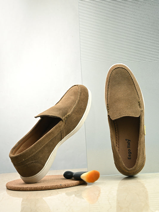 Eego Italy Genuine Leather Sleek Loafers-CLUB-4782-OLIVE