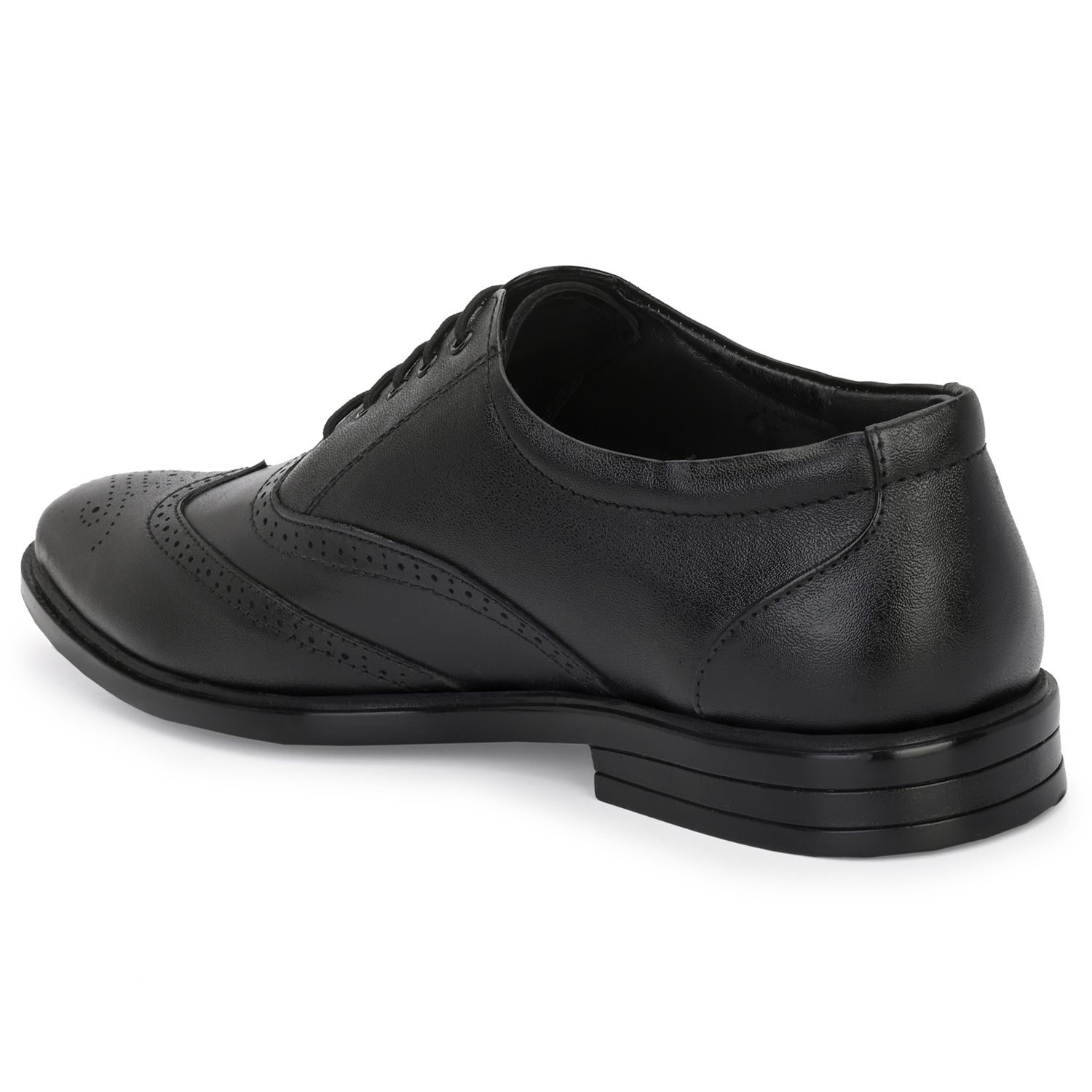 Eego Italy Plus Size Genuine Leather Brogue Lace Up Shoes GT-17-BLACK