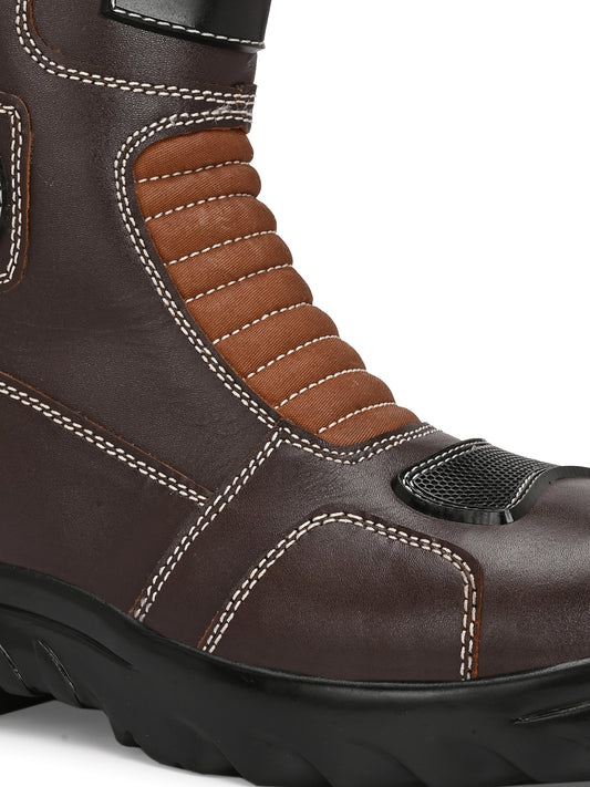 Eego Italy Patrol, Water Resistant Biker boot/Motorcycle riding boot, real leather upper & anti slip sole with steel toe protection, padded in socks, 3M Reflectors,lace free, with rubber gear protector and walkable with shin and ankle protection