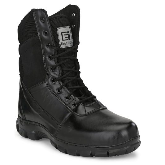 Eego Italy Genuine Leather Army Combat All Weather Hikking & Bikking Boots ARM-4-BLACK