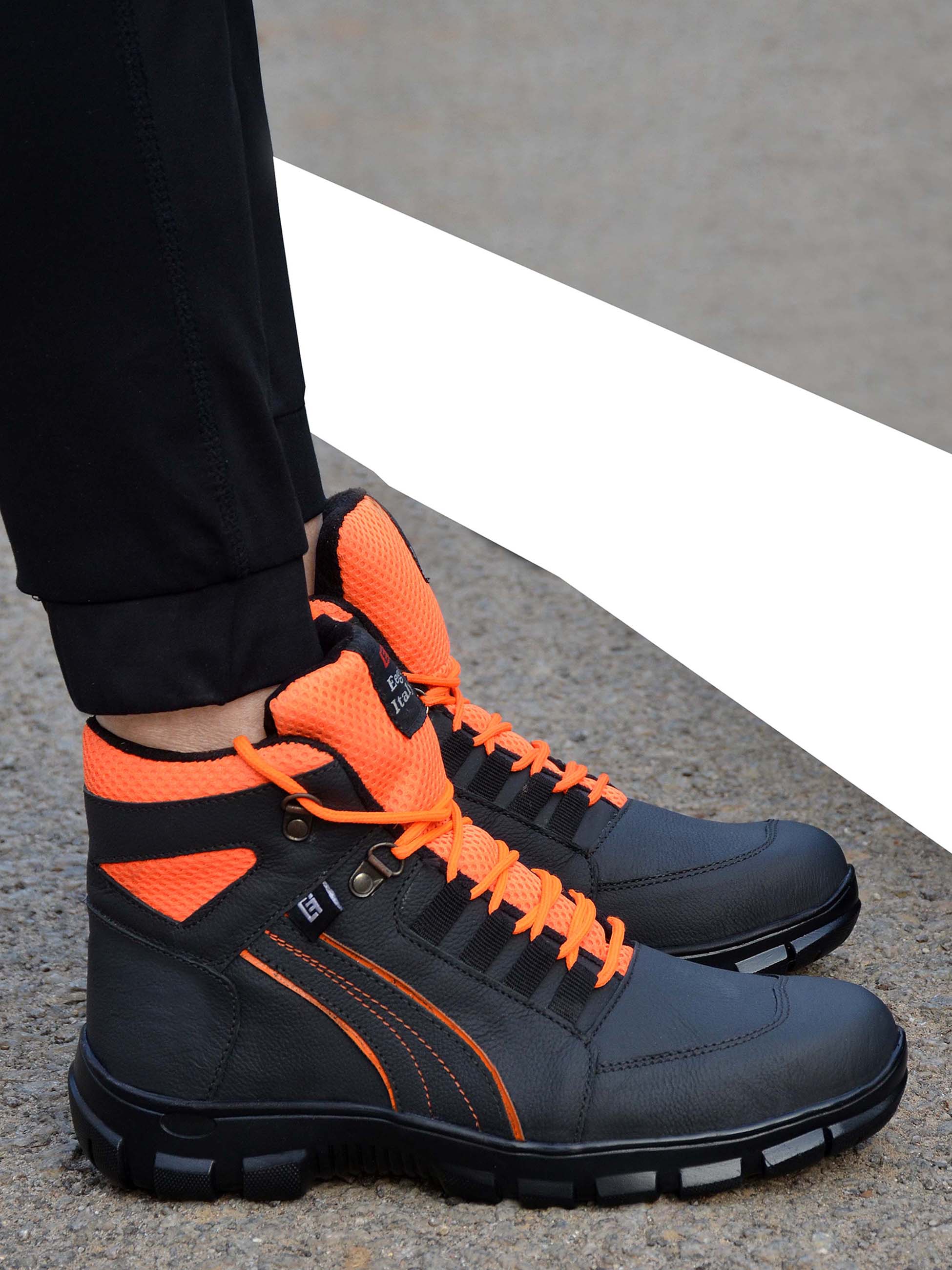 Orange store safety boots